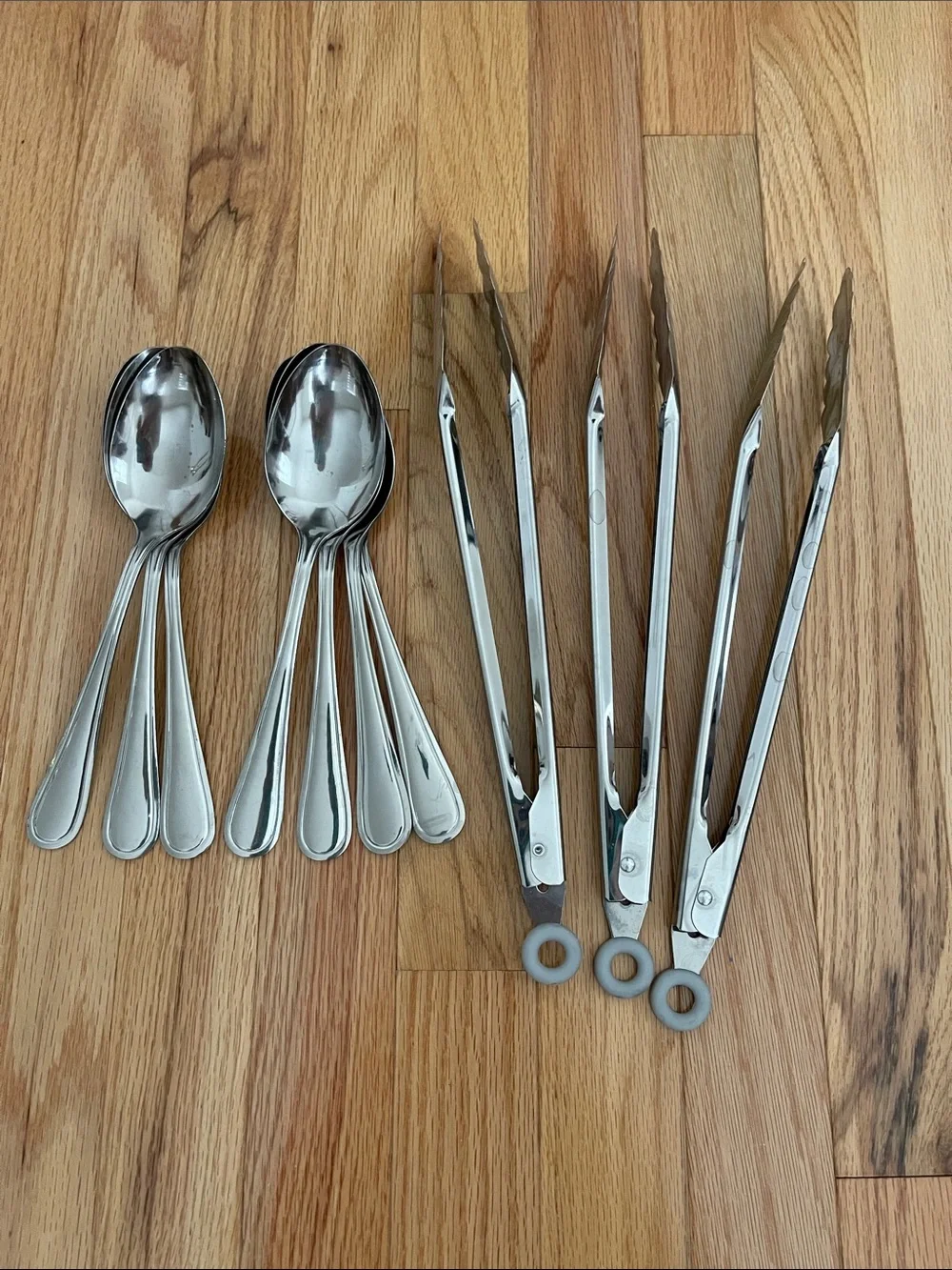 Stainless Steel Serving Spoons and Tongs Set - Stainless Steel